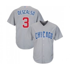 Men's Chicago Cubs #3 Daniel Descalso Replica Grey Road Cool Base Baseball Jersey