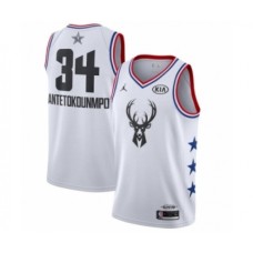 Men's Jordan Milwaukee Bucks #34 Giannis Antetokounmpo Swingman White 2019 All-Star Game Basketball Jersey