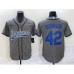 Men's Los Angeles Dodgers #42 Jackie Robinson Grey Gridiron Cool Base Stitched Baseball Jersey