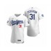 Men's Los Angeles Dodgers #31 Joc Pederson White 2020 World Series Champions Authentic Stitched Jersey