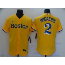 Men's Boston Red Sox #2 Xander Bogaerts Nike Gold-Light Blue Elite 2021 Stitched Jersey