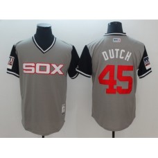 Men's Chicago White Sox #45 Derek Holland Dutch Majestic Gray Little League World Series Players Weekend Stitched Jersey