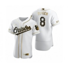 Men's Baltimore Orioles #8 Cal Ripken Jr. Nike White Authentic Golden Edition Stitched Jersey