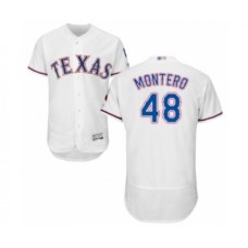 Men's Texas Rangers #48 Rafael Montero White Home Flex Base Authentic Collection Baseball Player Stitched Jersey