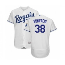 Men's Kansas City Royals #38 Jorge Bonifacio White Home Flex Base Authentic Baseball Player Stitched Jersey