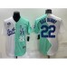 Men's Los Angeles Dodgers #22 Bad Bunny White Green Number 2022 Celebrity Softball Game Cool Base Stitched Jersey 1