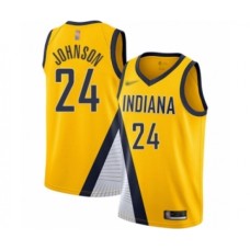 Men's Indiana Pacers #24 Alize Johnson Authentic Gold Finished Basketball Stitched Jersey - Statement Edition