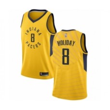 Men's Indiana Pacers #8 Justin Holiday Authentic Gold Basketball Stitched Jersey Statement Edition