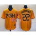 Men's Nike Pittsburgh Pirates #22 Andrew McCutchen Number Gold 2023 City Connect Stitched Jersey 2