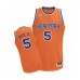 Men's New York Knicks #5 Dennis Smith Jr. Authentic Orange Alternate Basketball Jersey