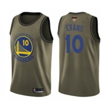 Men's Golden State Warriors #10 Jacob Evans Swingman Green Salute to Service Basketball 2019 Basketball Finals Bound Jersey