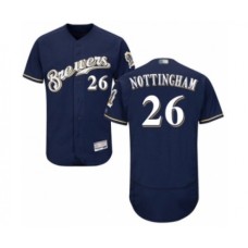 Men's Milwaukee Brewers #26 Jacob Nottingham Navy Blue Alternate Flex Base Authentic Collection Baseball Player Stitched Jersey