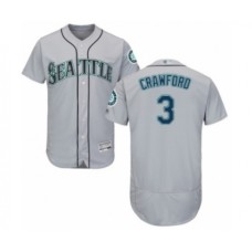 Men's Seattle Mariners #3 J.P. Crawford Grey Road Flex Base Authentic Collection Baseball Player Stitched Jersey