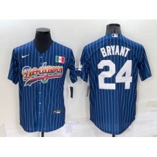 Men's Los Angeles Dodgers #24 Kobe Bryant Rainbow Blue Red Pinstripe Mexico Cool Base Nike Stitched Jersey