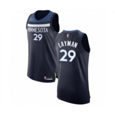 Men's Minnesota Timberwolves #29 Jake Layman Authentic Navy Blue Basketball Jersey - Icon Edition