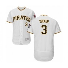 Men's Pittsburgh Pirates #3 Cole Tucker White Home Flex Base Authentic Collection Baseball Player Stitched Jersey