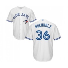 Men's Toronto Blue Jays #36 Clay Buchholz Replica White Home Baseball Jersey