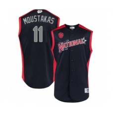 Men's Milwaukee Brewers #11 Mike Moustakas Authentic Navy Blue National League 2019 Baseball All-Star Jersey