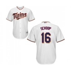 Men's Minnesota Twins #16 Jonathan Schoop Replica White Home Cool Base Baseball Jersey