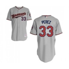 Men's Minnesota Twins #33 Martin Perez Authentic Grey Road Cool Base Baseball Jersey