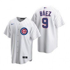 Men's Nike Chicago Cubs #9 Javier Baez White Home Stitched Baseball Jersey