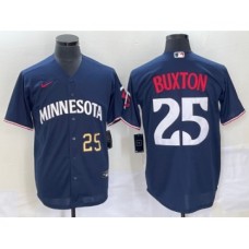 Men's Minnesota Twins #25 Byron Buxton Number 2023 Navy Blue Cool Base Stitched Jersey