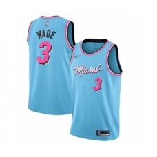 Men's Miami Heat #3 Dwyane Wade Swingman Blue Basketball Stitched Jersey - 2019 20 City Edition