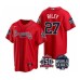 Men's Atlanta Braves #27 Austin Riley 2021 Red World Series With 150th Anniversary Patch Cool Base Stitched Jersey