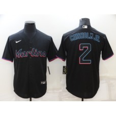 Men's Nike Miami Marlins #2 Jazz Chisholm Red Black Replica Stitched Jersey