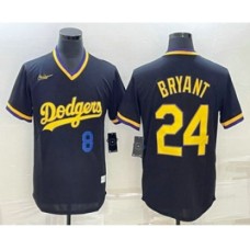 Men's Los Angeles Dodgers #8 #24 Kobe Bryant Number Black Stitched Pullover Throwback Nike Jersey