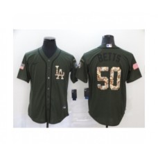 Men's Los Angeles Dodgers #50 Mookie Betts Olive Camo Salute To Service Cool Base Stitched Jersey