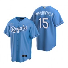 Men's Nike Kansas City Royals #15 Whit Merrifield Light Blue Alternate Stitched Baseball Jersey