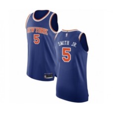 Men's New York Knicks #5 Dennis Smith Jr. Authentic Royal Blue Basketball Jersey - Icon Edition