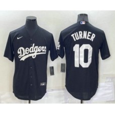 Men's Los Angeles Dodgers #10 Justin Turner Black Turn Back The Clock Stitched Cool Base Jersey