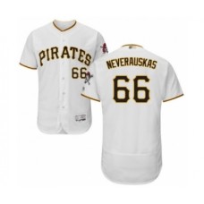 Men's Pittsburgh Pirates #66 Dovydas Neverauskas White Home Flex Base Authentic Collection Baseball Player Stitched Jersey