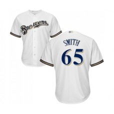 Men's Milwaukee Brewers #65 Burch Smith Replica White Alternate Cool Base Baseball Jersey