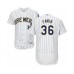 Men's Milwaukee Brewers #36 Jake Faria White Home Flex Base Authentic Collection Baseball Player Stitched Jersey