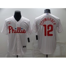 Men's Philadelphia Phillies #12 Kyle Schwarber Nike White Replica Player Stitched Jersey