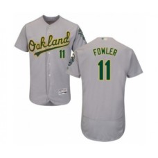 Men's Oakland Athletics #11 Dustin Fowler Grey Road Flex Base Authentic Collection Baseball Player Stitched Jersey