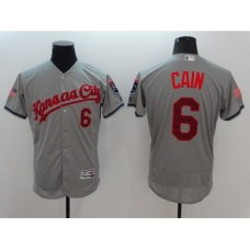 Men's Kansas City Royals #6 Lorenzo Cain Majestic Gray Fashion Stars & Stripes FlexBase Player Stitched Jersey