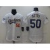 Men's Nike Los Angeles Dodgers #50 Mookie Betts White Champions Authentic Stitched Jersey