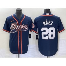 Men's Detroit Tigers #28 Javier Bez Navy Cool Base Stitched Baseball Jersey