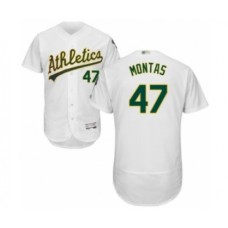 Men's Oakland Athletics #47 Frankie Montas White Home Flex Base Authentic Collection Baseball Player Stitched Jersey