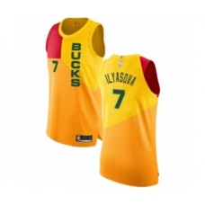 Men's Milwaukee Bucks #7 Ersan Ilyasova Authentic Yellow Basketball Stitched Jersey - City Edition