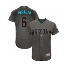 Men's Arizona Diamondbacks #6 David Peralta Gray Teal Alternate Authentic Collection Flex Base Baseball Jersey