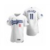 Men's Los Angeles Dodgers #11 A.J. Pollock White 2020 World Series Champions Authentic Stitched Jersey