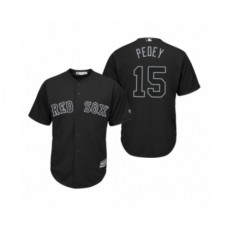 Men's Boston Red Sox #15 Dustin Pedroia Pedey Black 2019 Players Weekend Replica Stitched Jersey