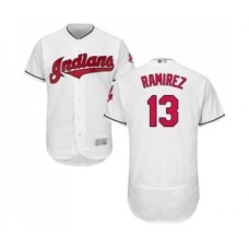 Men's Cleveland Indians #13 Hanley Ramirez White Home Flex Base Authentic Collection Baseball Jersey