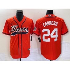 Men's Detroit Tigers #24 Miguel Cabrera Orange Cool Base Stitched Baseball Jersey