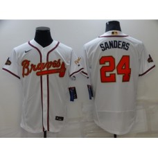 Men's Atlanta Braves #24 Deion Sanders White 2022 Gold Program Authentic Player Stitched Jersey